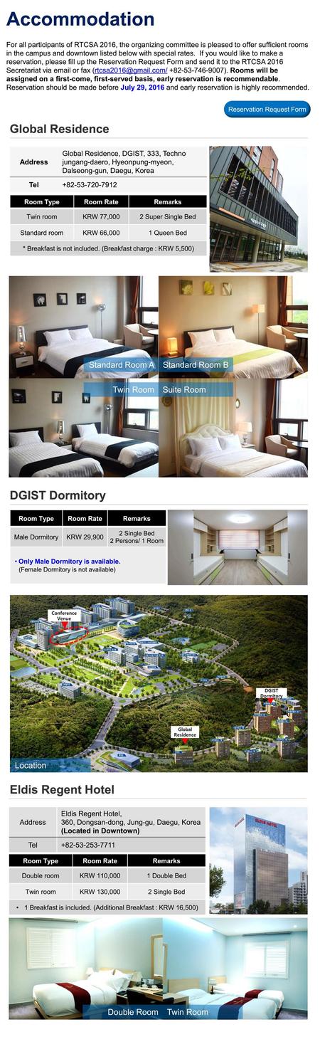 Accommodation Global Residence DGIST Dormitory Eldis Regent Hotel