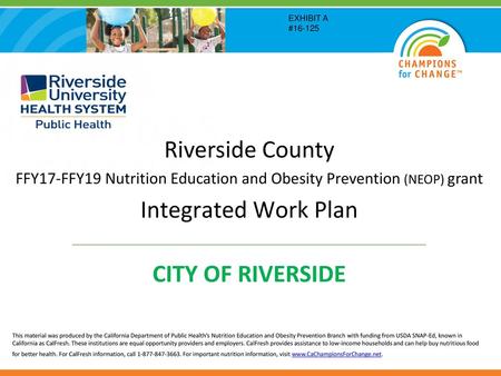 FFY17-FFY19 Nutrition Education and Obesity Prevention (NEOP) grant