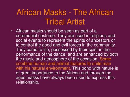 African Masks - The African Tribal Artist