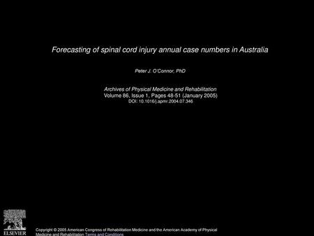 Forecasting of spinal cord injury annual case numbers in Australia