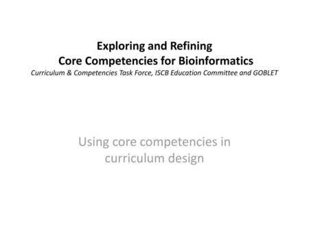 Using core competencies in curriculum design