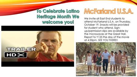 To Celebrate Latino Heritage Month We welcome you!