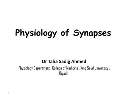 Physiology of Synapses