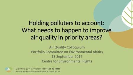 Air Quality Colloquium Portfolio Committee on Environmental Affairs