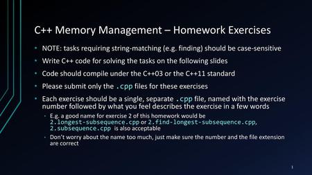 C++ Memory Management – Homework Exercises