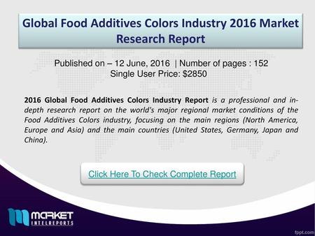 Global Food Additives Colors Industry 2016 Market Research Report