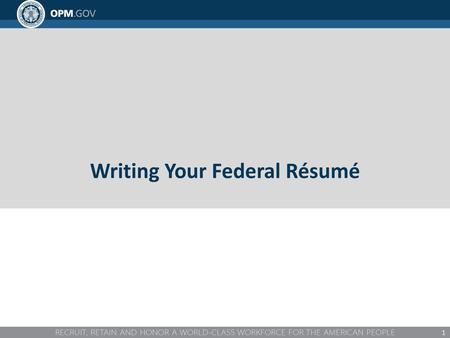 Writing Your Federal Résumé