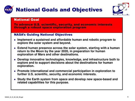 National Goals and Objectives