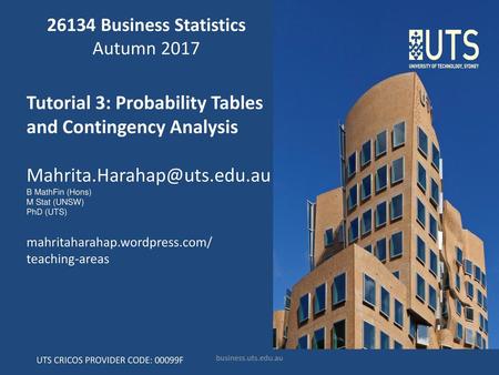 26134 Business Statistics Autumn 2017