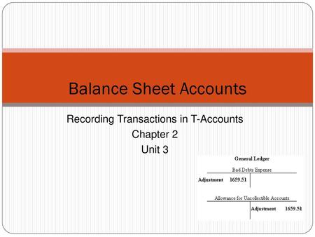 Balance Sheet Accounts