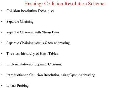 Hashing: Collision Resolution Schemes