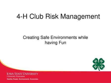 4-H Club Risk Management