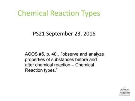 Chemical Reaction Types