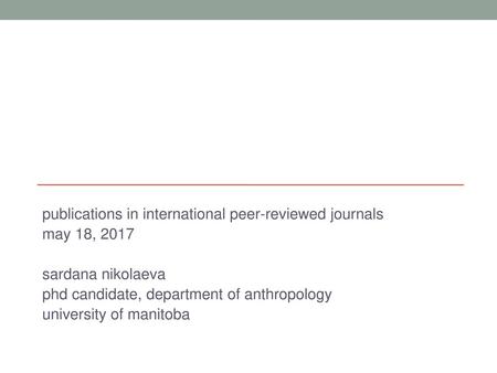 publications in international peer-reviewed journals