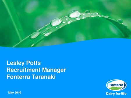 Lesley Potts Recruitment Manager Fonterra Taranaki