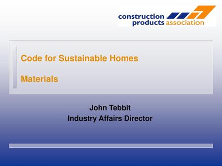 Code for Sustainable Homes Materials