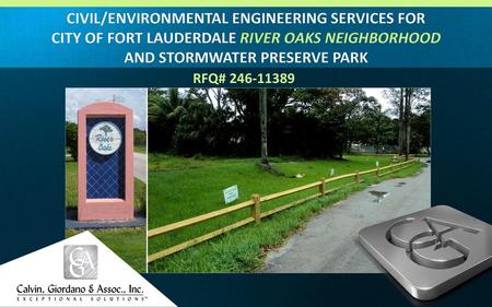 CIVIL/ENVIRONMENTAL ENGINEERING SERVICES FOR CITY OF FORT LAUDERDALE RIVER OAKS NEIGHBORHOOD AND STORMWATER PRESERVE PARK RFQ# 246-11389.