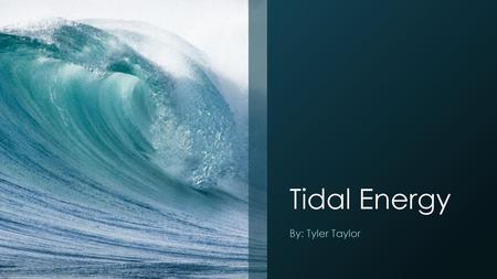 Tidal Energy By: Tyler Taylor.