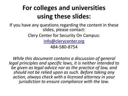 For colleges and universities using these slides: