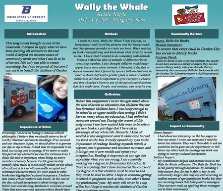 Wally the Whale Kelsie Nagle UF 200 –Margaret Sass