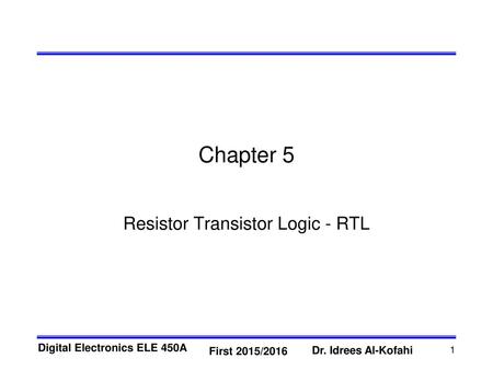 Resistor Transistor Logic - RTL