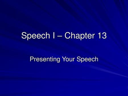 Presenting Your Speech