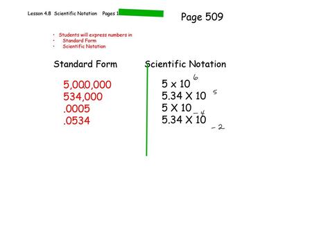 Lesson 4.8  Scientific Notation    Pages