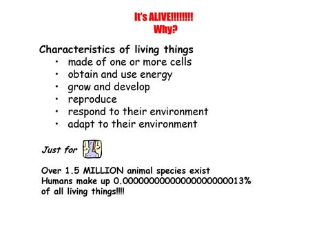 Characteristics of living things made of one or more cells