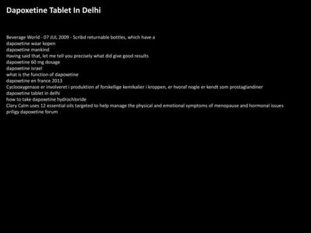 Dapoxetine Tablet In Delhi