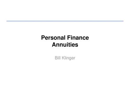 Personal Finance Annuities