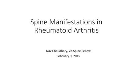 Spine Manifestations in Rheumatoid Arthritis