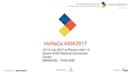 HoReCa ASIA’ July 2017 at Plenary Hall 1-3