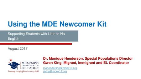 Using the MDE Newcomer Kit