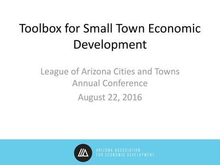 Toolbox for Small Town Economic Development