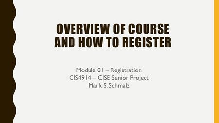 Overview of course and How to register