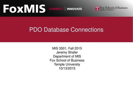 PDO Database Connections