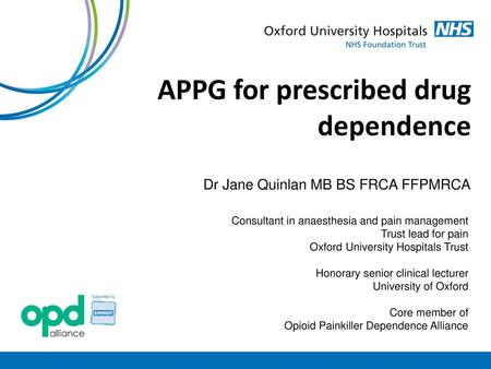 APPG for prescribed drug dependence