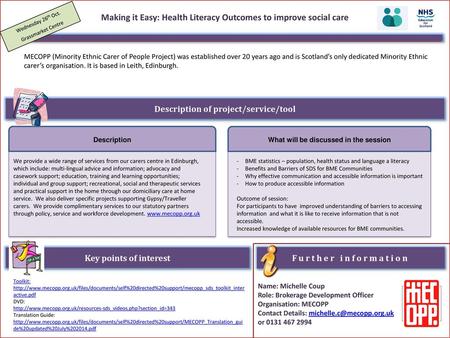 Making it Easy: Health Literacy Outcomes to improve social care