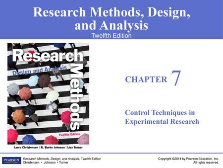 7 Control Techniques in Experimental Research.