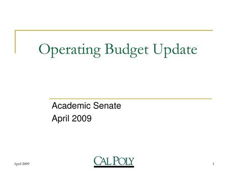 Operating Budget Update