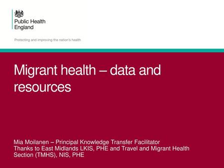 Migrant health – data and resources