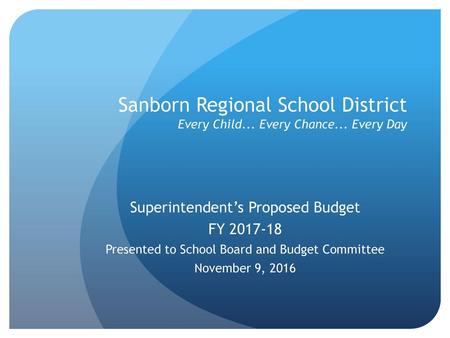 Superintendent’s Proposed Budget FY