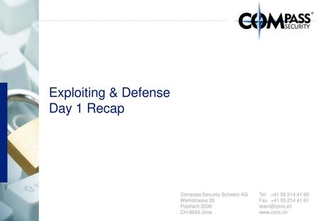 Exploiting & Defense Day 1 Recap