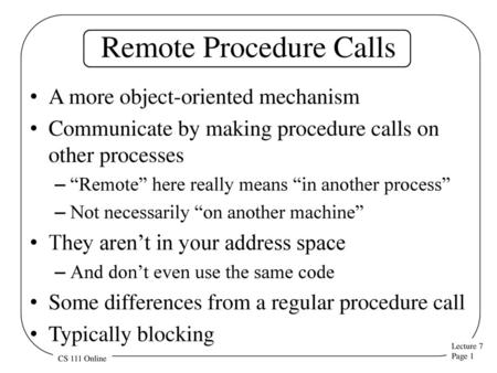 Remote Procedure Calls