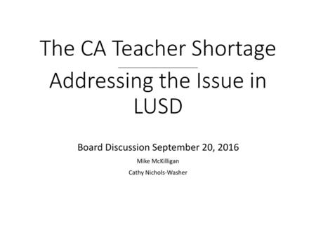 Board Discussion September 20, 2016