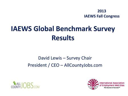 IAEWS Global Benchmark Survey Results