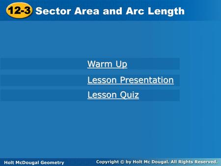 Sector Area and Arc Length