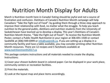 Nutrition Month Display for Adults