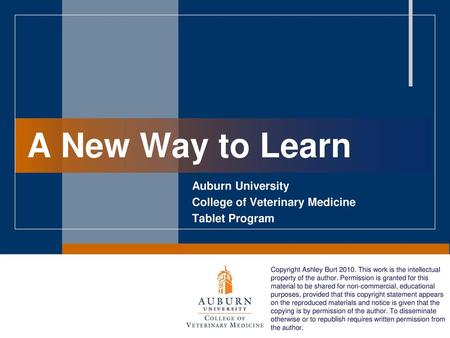 Auburn University College of Veterinary Medicine Tablet Program