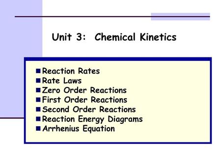 Unit 3: Chemical Kinetics